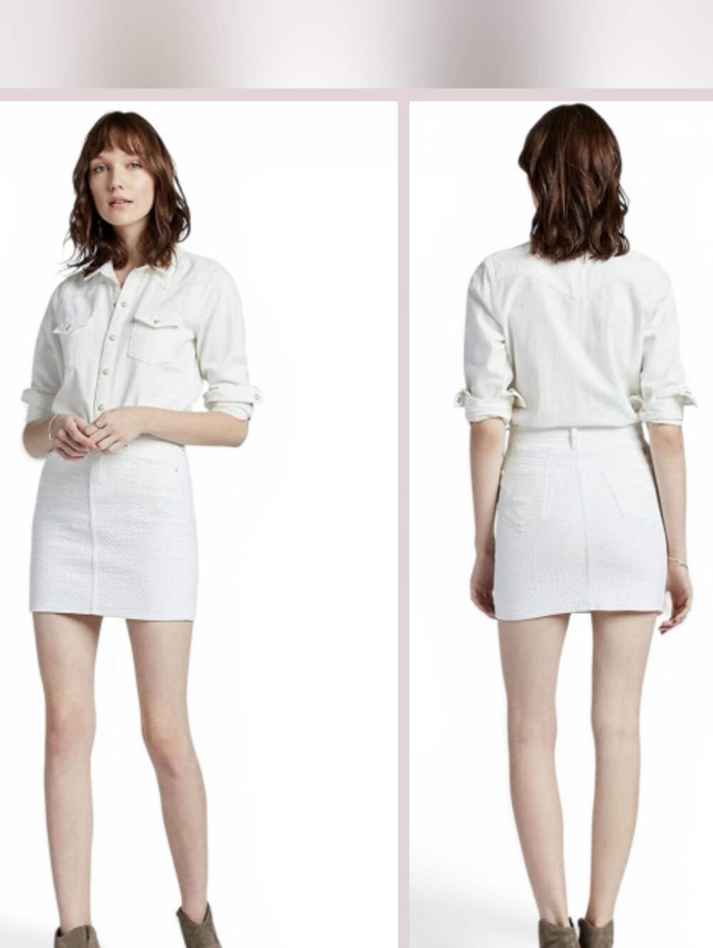 Lucky Brand Quilted White Denim Mini Skirt Womens Size 6/28